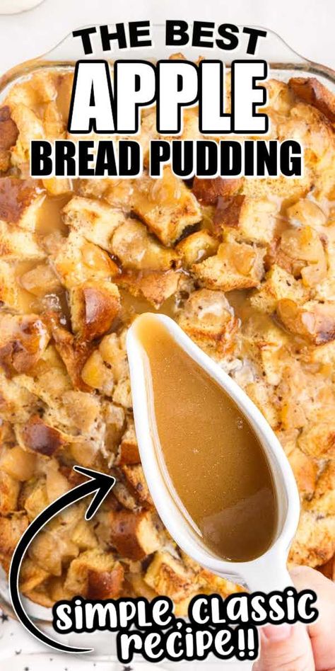 Bursting with the flavors of apples and cinnamon, this Apple Bread Pudding is baked to a golden perfection, with a delicate, moist inside. Apple Bread Pudding Recipe Easy, Apple Raisin Bread Pudding, Apple Cinnamon Bread Pudding, Apple Bread Pudding Easy, Golden Delicious Apple Recipes, Apple Pie Bread Pudding Recipe, Pecan Pie Bread Pudding Recipe, Apple Praline Bread, Cinnamon Bread Pudding Recipe