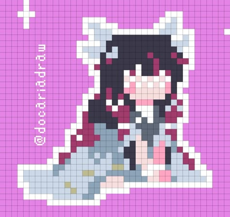 Genshin impact Yae Miko Pixel Art, Genshin Impact Pixel Art Grid, Pixel Art Pattern Genshin, Genshin Perler Bead Patterns, Genshin Impact Perler Bead Patterns, Genshin Perler Beads, Genshin Impact Perler Beads, Genshin Perler, Pixel Art Genshin