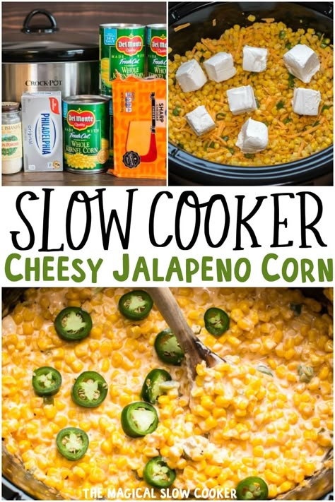 Corn And Cream Cheese, Cream Corn Crockpot, Cheesy Creamed Corn, Corn Side, Crockpot Side Dishes, Magical Slow Cooker, Corn Side Dish, The Magical Slow Cooker, Spicy Corn