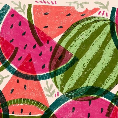 Watermelon Graphic Design, Melon Illustration, Summer Fruit Aesthetic, Picnic Nails, Watermelon Graphic, Watermelon Aesthetic, Watermelon Illustration, Watermelon Patch, Watermelon Design