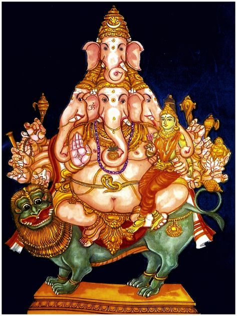 Shri vidya arts Vallabha Ganapathi, Vinayaka Images, Karpaga Vinayagar, Sanathana Dharma, Photos Of Ganesha, Tanjore Art, Tanjore Paintings, Shri Ganesh Images, God Goddess