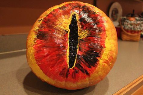 LOTR. Lord of the Rings. No-carve. Painted pumpkin. Lord Of The Rings Painted Pumpkin, Lord Of The Rings Pumpkin Painting, Lotr Pumpkin Painting, Lord Of The Rings Pumpkin Carving, Lotr Pumpkin, Lord Of The Rings Pumpkin, Literary Pumpkins, Lotr Birthday, Diy Pumpkins Painting