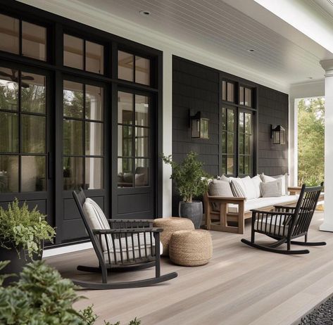 Outdoor Entryway Ideas Exterior, Modern Front Porches, White Porch, Be Uncomfortable, Rocking Chair Porch, Rocking Chair Cushions, Outdoor Living Rooms, Casa Exterior, Porch Garden