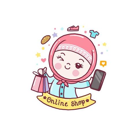 Business Card Icons, Pet Shop Logo, خريطة ذهنية, Logo Online Shop, Shopping Pictures, Toys Logo, Kids Logo Design, Islamic Cartoon, Hijab Cartoon