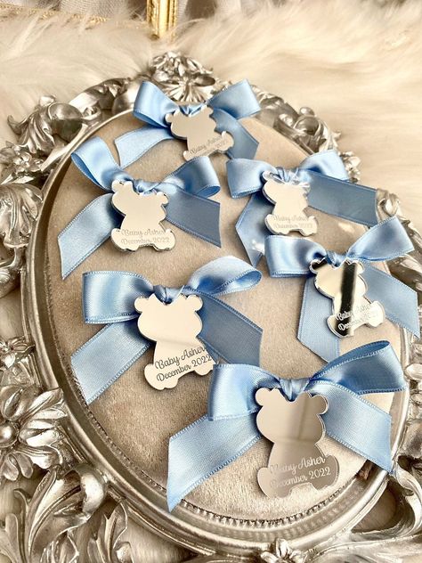 Teddy Bear Acrylic Mirror Tag, Baby Blue Baby Shower Tag, Thank You Beary Much, Personalized Gift, Teddy Bear Birthday, We Can Bearly Wait by BerelDesignFavors on Etsy Teddy Bear Party Favors, Bear Party Favors, Teddy Bear Party, Teddy Bear Theme, First Communion Favors, Teddy Bear Birthday, Baby Shower Tags, Communion Favors, We Can Bearly Wait