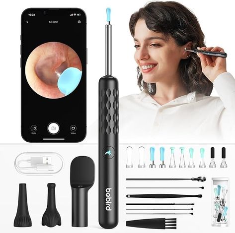 Amazon.com: BEBIRD Ear Wax Removal Tool Camera - Wireless Ear Cleaner Otoscope with Camera and Light - Smart Visual Earwax Remover - Digital Ear Cleaning Tool Kit with 3 Attachments & 10 Replacement Tips-Black : Health & Household Diy First Aid Kit, Ear Wax Removal Tool, Ear Cleaner, Ear Wax Removal, Waxing Kit, Ear Care, Lack Of Energy, Ear Cleaning, Ear Wax