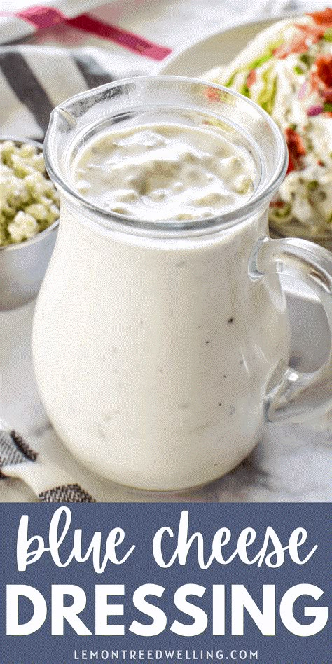 The BEST creamy Blue Cheese Dressing! Made with just 8 simple ingredients and ready in minutes... this dressing is guaranteed to take your salads to the next level! Blue Cheese Salad Dressing, Homemade Blue Cheese Dressing, Homemade Blue Cheese, Dip For Veggies, Cheese Salad Dressing, Zesty Ranch, Amazing Salads, Blue Cheese Salad, Sweet Potato Salad