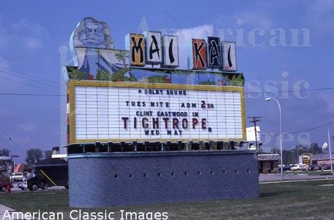 Mai Kai movie theatre (single screen), 1963-1988, Livonia, Michigan (1988-1992 was Omni Theatre for live events; 1992-1993 was George Burns Theatre for live theatre) Capacity: 1,400 Detroit Suburbs, Mai Kai, Michigan Cottage, Livonia Michigan, Detroit History, George Burns, Cottage Lake, Wayne County, Movie Theatre