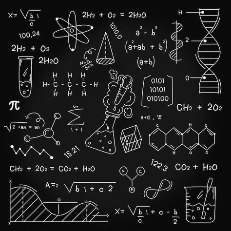 Scientific Formulas, Education Science, Vector Hand, Chalkboard, Hand Drawn, Vector Free, How To Draw Hands, Science, Black White