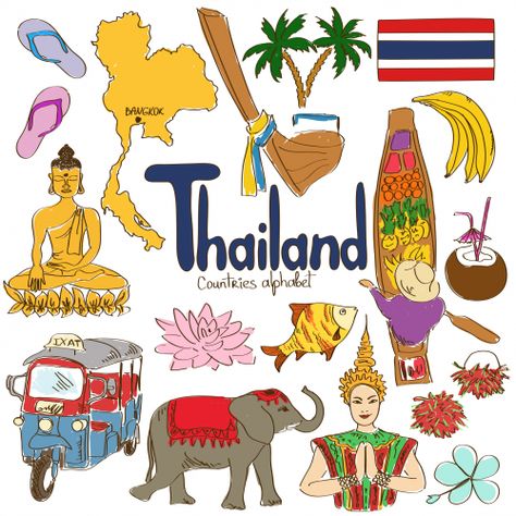 Thailand is truly a fascinating country; help your child understand the Thai culture with this free download today! In addition to memorizing Scotland Symbols, Montessori Geography, Geography For Kids, Countries And Flags, World Thinking Day, Thailand Art, Desain Editorial, World Geography, Thai Art