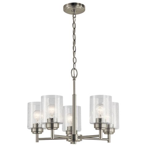 Winslow™ 5 Light Chandelier Brushed Nickel | Kichler Lighting Light Over Dining Room Table, Contemporary Dining Room Chandelier, Chandelier Dining Room, Brushed Nickel Chandelier, Nickel Chandelier, Classic Chandelier, Small Chandelier, Kichler Lighting, 5 Light Chandelier