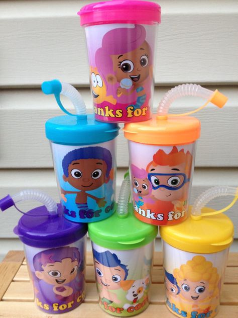 Favors Bubble Guppies Theme, Bubble Birthday Parties, Bubble Guppies Birthday Party, Party Favor Cups, Bubble Guppies Party, Bubble Birthday, Bubble Guppies Birthday, Favor Cups, Second Birthday Ideas