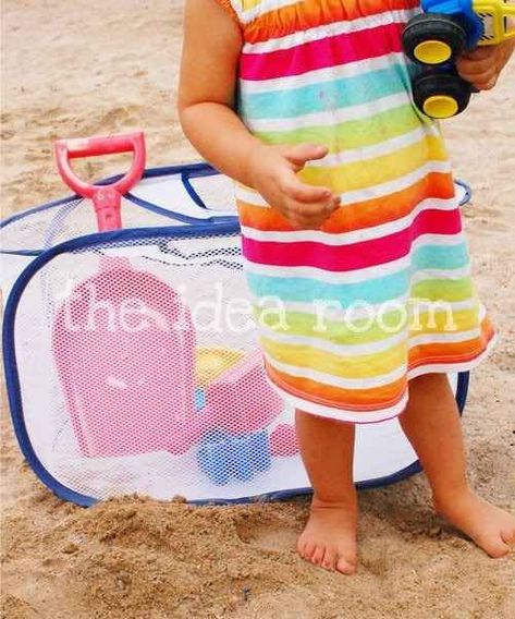 Use a mesh laundry bag to hold sand toys at the beach. (And other awesome Dollar Store must-haves!!) Kids Beach Toys, Store Hacks, Dollar Store Hacks, Kid Hacks, Sand Toys, Kids Beach, Mesh Laundry Bags, Beach Hacks, How To Store