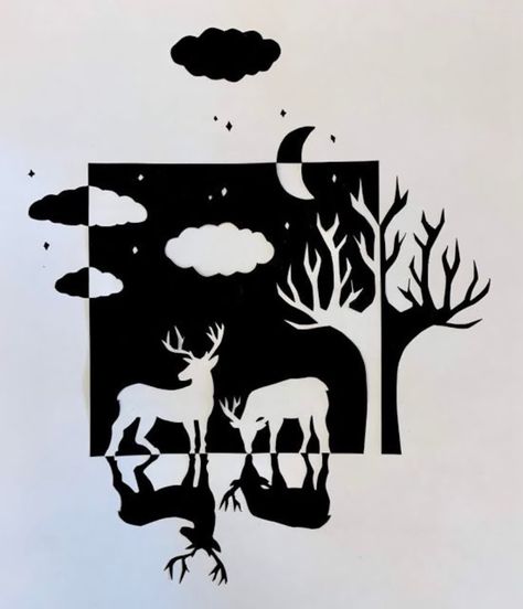 Positive Negative Art, Notan Design, Positive Negative Space, Notan Art, Negative Space Art, Positive And Negative Space, Contrast Art, Middle School Art Projects, 6th Grade Art