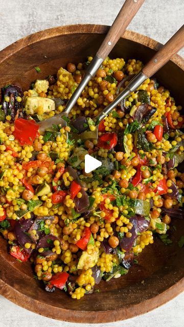 Gal Shua-Haim MS, RD on Instagram: "pearl couscous with roasted veggies & chickpeas 🌿  a simple dish that’s packed with fresh and delicious flavors! It’s one of my go-to meal preps to serve with crumbled feta or grilled salmon  you can also swap quinoa to make this gluten-free!   comment “couscous” to get the recipe link sent directly to you, or google “something nutritious couscous and veggies” for the full recipe 🫶🏼  https://somethingnutritiousblog.com/pearl-couscous-with-roasted-vegetables-chickpeas/" Pearl Couscous Recipes, Pearl Couscous, Couscous Recipes, Power Bowls, Haim, Grilled Salmon, Roasted Veggies, Roasted Vegetables, Chickpeas