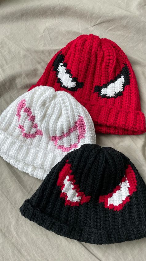 Log Spiderman Crochet, Beanie Tutorial, Spiderverse Spiderman, Quick Crochet Patterns, Cap Patterns, Crochet Business, Crochet Design Pattern, Crochet Beanie Pattern, Crochet Cap