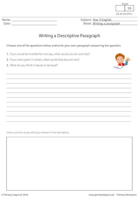 Literacy: Writing a Descriptive Paragraph (4) | Worksheet | PrimaryLeap.co.uk Ks2 English Worksheets, Descriptive Writing Prompts, Gender Words, Descriptive Paragraph, Cinquain Poems, Descriptive Writing Activities, Creative Writing Topics, Primary Worksheets, Creative Writing Worksheets