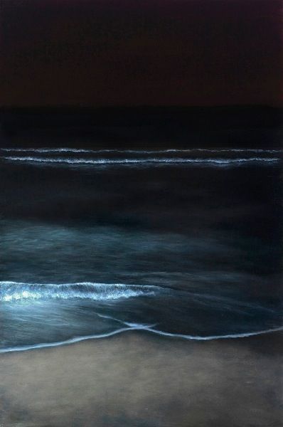 Night waves: The Ocean At Night, Sunset Paintings, No Wave, Ocean At Night, Landscape Designs, Dark Sky, Sea And Ocean, Pics Art, Ocean Waves