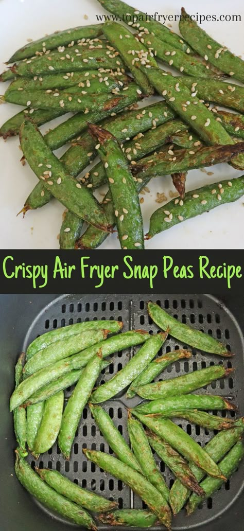 Crispy Air Fryer Snap Peas Recipe Peas In Air Fryer, Snap Pea Recipe, Sugar Snap Pea Recipe, Snow Peas Recipe, Snap Peas Recipe, Sugar Snap Pea, Pea Snacks, Air Fryer Recipes Snacks, Snap Pea