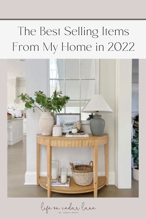 This Wood Scalloped Console Table from Target is the perfect size for an entryway or hallway and I love the scalloped design on the front. For more of my best-selling home decor items from my home in 2022, visit the blog! Scallop Console Table, Small Entryway Tables, Small Entryway Console Table, Small Entry Table, Small Console Table Decor, Entry Console Table Decor, Small Entry Tables, Small Entryway Table, Small Console Table