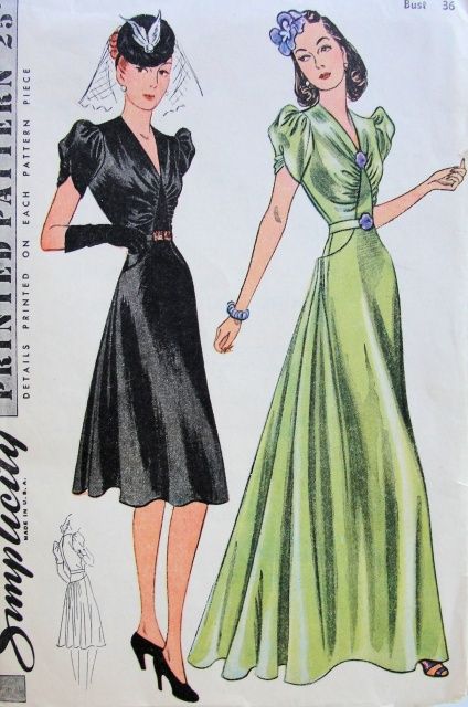 40s Gown, Floral Vintage Dress, 1940s Fashion Dresses, Formal Dress Patterns, 1940s Outfits, Evening Dress Patterns, Fashion 1940s, 40s Dress, Dress Illustration