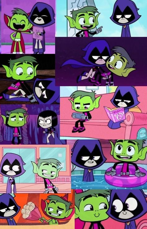 Cartoon Network Couples, Powerpuff Bubbles, Teen Titans Go Characters, Titan Tower, Raven Teen Titans Go, Teen Titans Love, Raven Fanart, Starfire And Raven, Warner Bros Cartoons