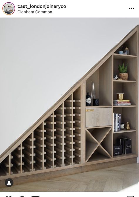 Wine Bar Basement, Stairs Wine Rack, Built In Wine Bar, Storage Under Staircase, Bar Under Stairs, Under Stairs Wine, Under Stairs Wine Cellar, Closet Under Stairs, Built In Wine Rack