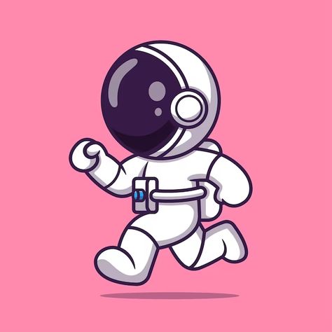 Running Cartoon, Illustration Science, Astronaut Illustration, Astronaut Cartoon, Cute Astronaut, Robot Illustration, Canvas Learning, Vector Icons Illustration, Technology Icon