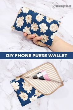 Diy Phone Bag Ideas, Zipper Wallet Sewing Pattern, Square Pouch Pattern, Wallets For Women Diy, Wallet Diy Pattern, Phone Pouch Diy Sewing, Phone Wallet Pattern, Phone Wallet Diy, Diy Phone Pouches