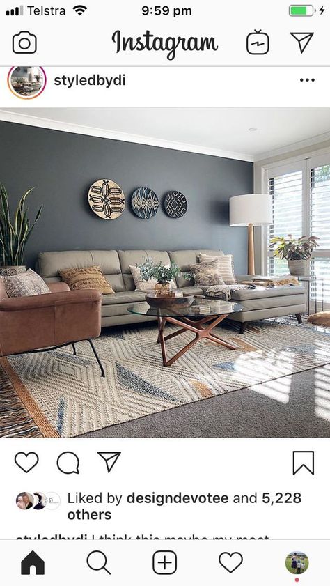 Small Living Room Colors Scheme, Living Room Wall Color, Accent Walls In Living Room, Cosy Living Room, Living Room Color Schemes, Small Living Room Decor, Blue Living Room, Decor Home Living Room, Living Room Colors