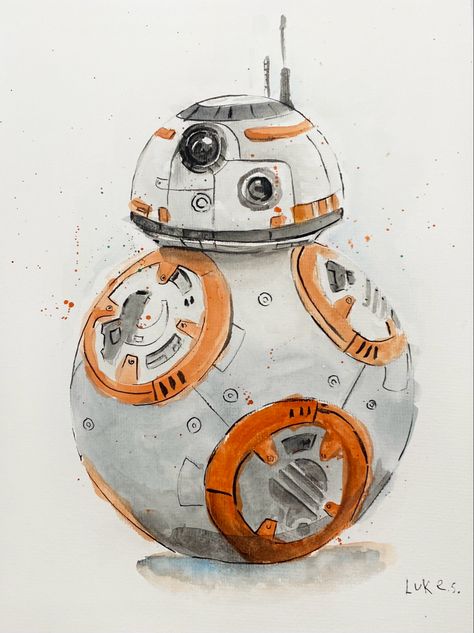 Watercolour Star Wars fan art Watercolour Star Wars, Bb 8 Drawing, Star Wars Watercolor Painting, Star Wars Drawing Ideas, Starwars Watercolor, Star Wars Dibujos, Star Wars Watercolor, Fighter Tattoo, Loose Watercolour