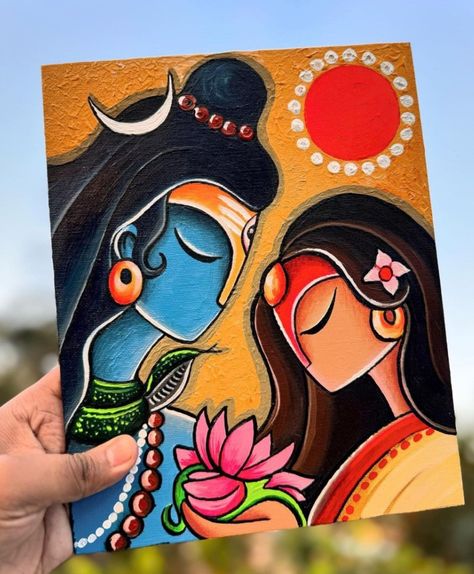 Goddess Painting Easy, Asthetic Picture Drawing Ideas, Indian Folk Art Easy, Madhubani Art Design Indian Paintings, Folk Art Painting Easy, Indian Folk Art Painting Easy, Madhubani Painting Easy, Asthetic Paintings Easy, Indian Folk Art Painting