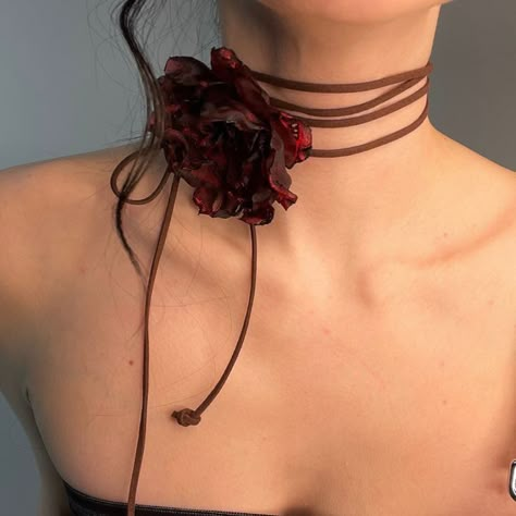 Neck Flower Choker, Neck Flower, Flower Choker Necklace, Beautiful Chokers, Flower Choker, Chocker Necklace, Denim Corset, Handmade Lace, Lace Up Sandals