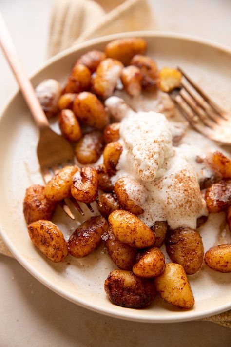 Gnocchi Dessert, Dessert Gnocchi, Cinnamon Sugar Dessert, Cinnamon Sugar Desserts, Hot For Food, Gnocchi Recipes Homemade, Coconut Whip, Nightshade Free Recipes, Sweet Potato Cinnamon