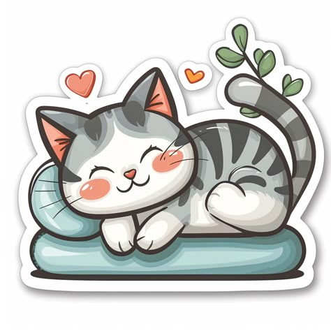 Midjourney Feed Gatos Stickers, Cute Kawaii Stickers, Cute Cat Stickers, Sticker Design Inspiration, Cat Clipart, Cat Cartoon, Handmade Sticker, Cute Cartoon Drawings, Cute Easy Drawings