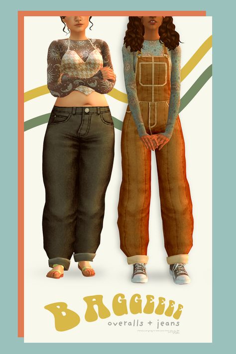 Baggeeee... | 👖 | Mossylane on Patreon 2000s Reality Tv Aesthetic, Sims 4 Cc Funky Clothes, Sims 4 Hippie Cc, Making Jeans, Cc Clothing, Sims Challenge, Cc Shopping, Clothes Cc, Cc Folder