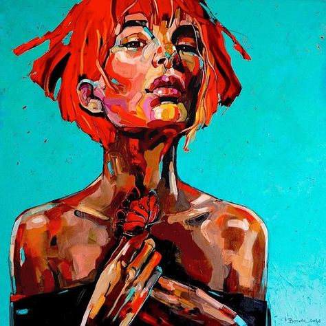 BUTTERFLY #oiloncanvas 120x120cm Galerie BARTOUX / Paris www.galeries-bartoux.com www.annabocek.com #butterfly #oilpaiting #figurativeart #redhair #galeriesbartoux #artgallery #paris Anna Bocek, Pink Abstract Painting, Moody Art, Pop Art Wallpaper, Abstract Portrait, Abstract Canvas Painting, Modern Abstract Painting, Western Art, Oil Painting Abstract