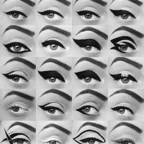 Different Eyeliner Styles, Eyeliner Shapes, Halloweenský Makeup, Eyeliner Techniques, Eyeliner For Hooded Eyes, Eyeliner Designs, Eyeliner For Beginners, Makeup Tutorial Eyeliner, Eyeliner Styles