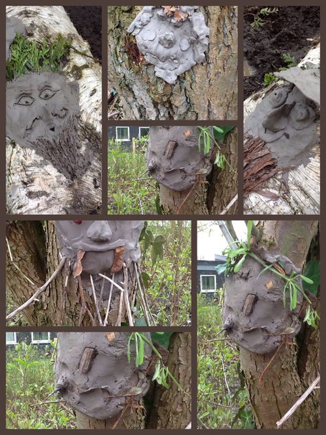 Air drying clay faces Clay Faces On Trees, Air Drying Clay, Forest School Activities, Nature Education, Nature Projects, Nature School, Teen Art, Air Dry Clay Projects, Clay Faces