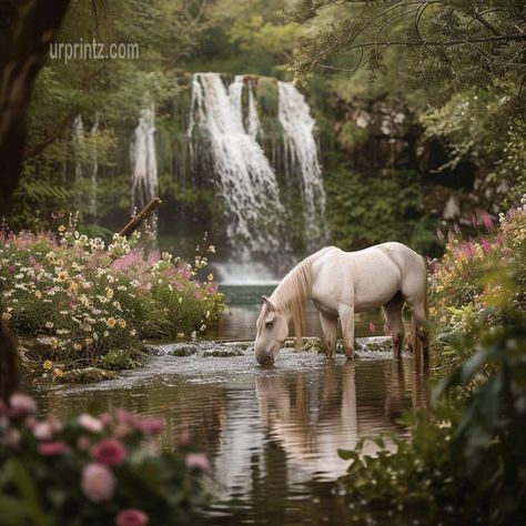 Horse Forest, Aesthetic Horse Wallpaper, Horse In Water, Horse Water, Horse Photography Poses, Beautiful Horses Photography, Cute Horse Pictures, Dreamy Artwork, Horse Wallpaper