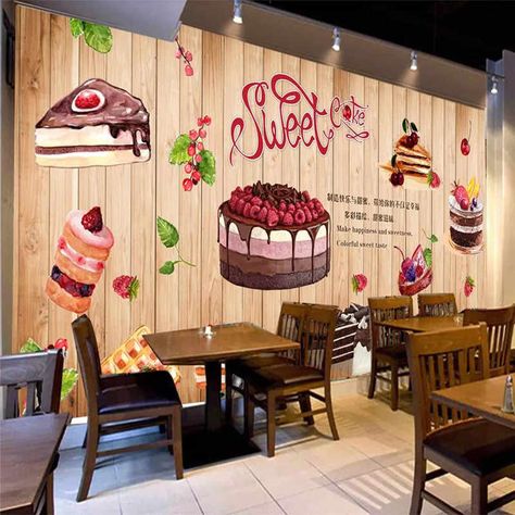 Simple Art Bakery Pizza Cupcake Patten Wall Paper Mural Rolls Size for Wall 3d Wallpaper Livingroom Restaurant Coffee Cake Shop|paper mural|wall paper muralwall paper - AliExpress Bakery Backdrop, Bakery Wallpaper, Pizza Cupcake, Bakery Background, Bakery Pizza, Cake Shop Design, Bakery Shop Interior, Wooden Wallpaper, Mural Cafe