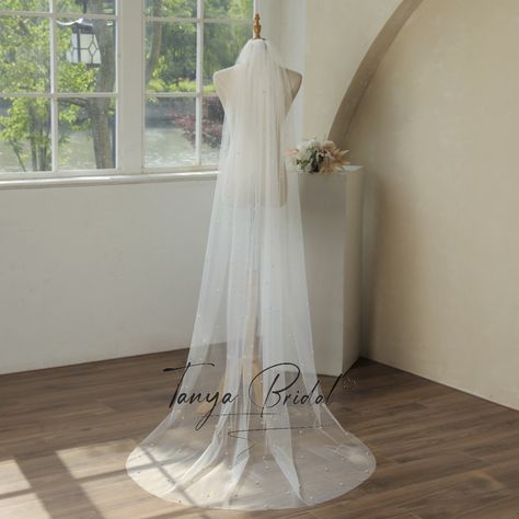 2 Meters Long Pearls Wedding Veils With Comb Elegant Bridal Veil Bride Accessories - AliExpress 320 Chapel Length Wedding Veil, Beaded Bridal Veil, Tulle Wedding Veil, Chapel Length Veil, Pearl Wedding Dress, Blusher Veil, Wedding Cape, Veil Brides, Bride Accessories