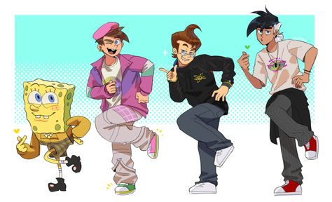 Spongebob Danny Jimmy Timmy, Timmy Turner Fan Art, Timmy Turner X Jimmy Neutron, Jimmy Neutron X Timmy Turner, Nicktoons Unite Fanart, Danny Phantom Crossover, Nicktoons Unite, Cartoon Hands, Cartoon Network Fanart