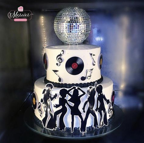 70 Theme Cake 70s Party, Disco Bday Cake, 70s Themed Birthday Cake, 70s Cake Ideas, Disco Pastel, Disco Cake Ideas, Disco Themed Cake, Disco Theme Cake, Dance Birthday Cake