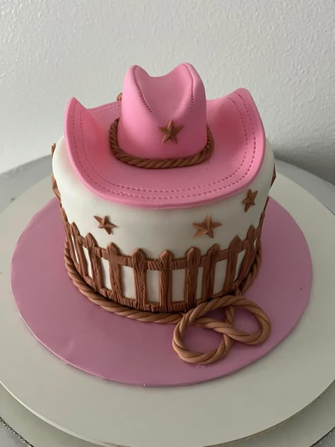 Cute Cowgirl Birthday Cakes, Pink Cowboy Cake, Cowgirl Theme Birthday Cake, Pink Cowgirl Cake Ideas, Country Theme Birthday Cake, Cowgirl 1st Birthday Cake, Cowgirl Birthday Cakes Western Theme, Pink Rodeo Cake, Rodeo Smash Cake Girl