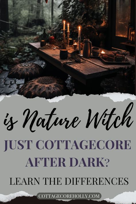 Two distinct yet intertwined styles that celebrate our connection to nature. While Cottage Core embraces a romanticized, bucolic lifestyle with vintage items, soft colors, and cozy interiors, Nature Witch aesthetic focuses on earthy elements, dried herbs, and spiritual symbols. Learn more about these captivating aesthetics and and how to incorporate them into your own life. 🍄🌼✨ #CottageCore #NatureWitch #Aesthetics Natural Witch Decor, Witchy Farmhouse Aesthetic, Witch Cottage Aesthetic Interior, Witchy Decor Ideas, Cottage Core Witch Aesthetic, Witch Garden Aesthetic, Earthy Witch Aesthetic, Spring Witch Aesthetic, Cottage Academia Aesthetic