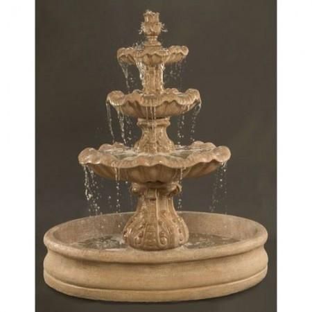 Italian 3-Tier Outdoor Water Fountain with 55" Basin Waterwalls Outdoor, Garden Pedestal, Tier Garden, Mexico Homes, Backyard Waterfall, Concrete Fountains, Tuscan Garden, Outdoor Water Features, Indoor Water Fountains