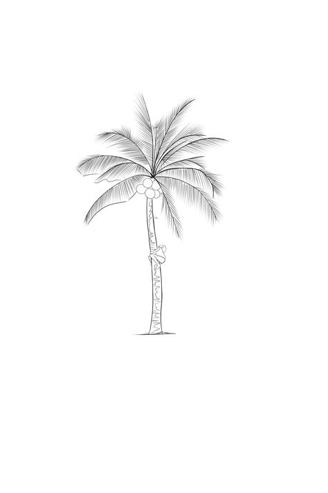 Coconut Tree Tattoo Minimalist, Minimalist Palm Tree Tattoo, Tree Tat, Vietnam Tattoo, Palm Tree Drawing, Tree Stencil, Palm Tree Tattoo, Bee Tattoo, Minimalist Tattoos