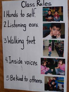 Learning and Teaching With Preschoolers: Classroom Rules Prek Classroom, Class Rules, Preschool Class, Class Management, Classroom Behavior, Classroom Rules, Classroom Setup, Teaching Preschool, Beginning Of School