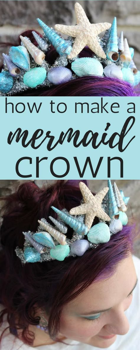 Tiara Tutorial, Mermaid Crown Tiaras, Diy Mermaid Crown, Mermaid Tiara, Scary Halloween Makeup, Mermaid Headpiece, Mermaid Costume Diy, Easy Halloween Makeup, Mermaid Halloween Costumes